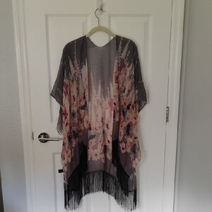 Floral Fringe Kimono Top